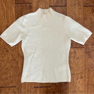 Abercrombie Ivory merino wool blend, mockneck ,  short sleeve, sweater, Knit Top